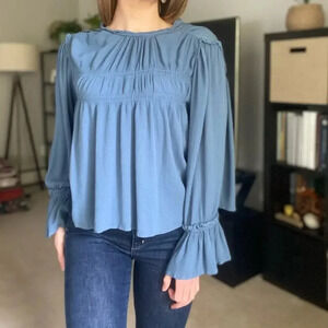 Free People Long Sleeve Bohemian Bell Sleeve Blouse Top XS